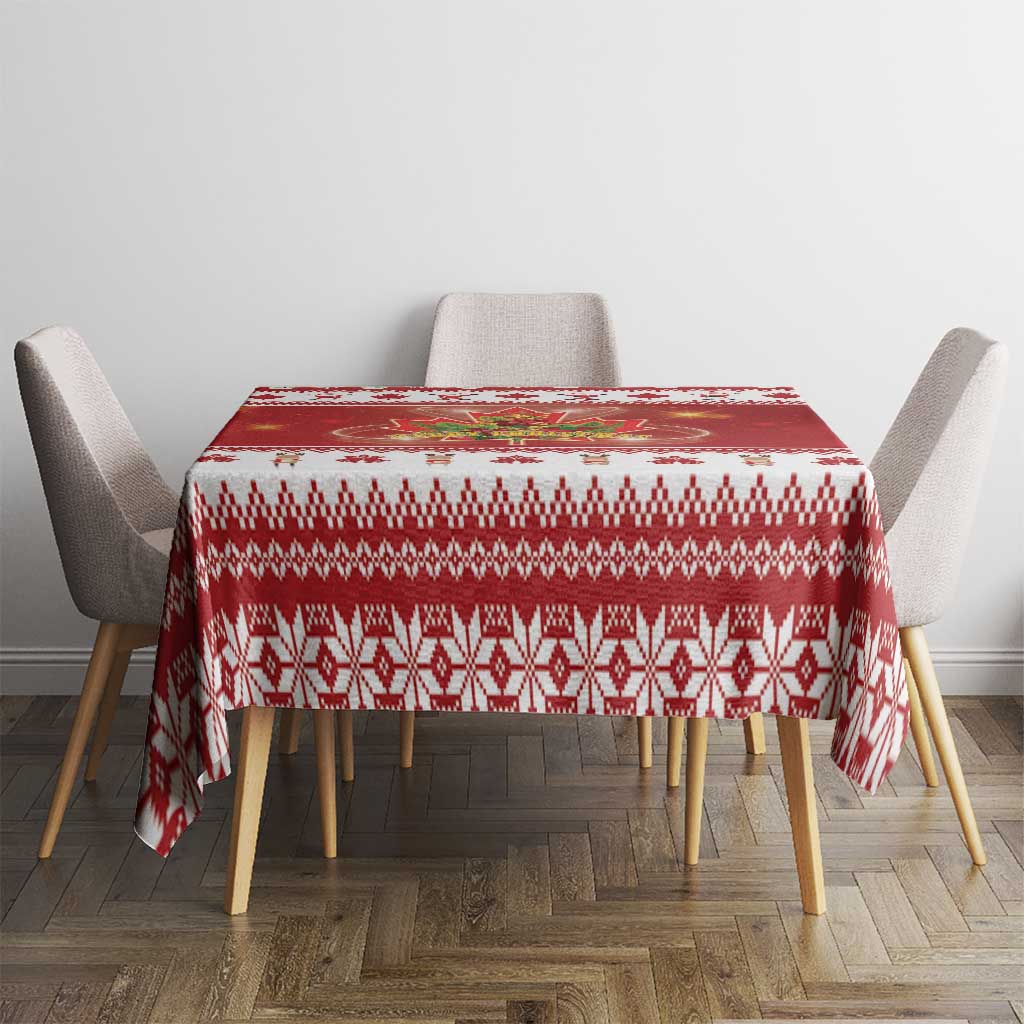 Merry Christmas Canada Tablecloth Festive Maple Leaf Xmas - Wonder Print Shop