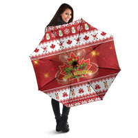 Merry Christmas Canada Umbrella Festive Maple Leaf Xmas - Wonder Print Shop