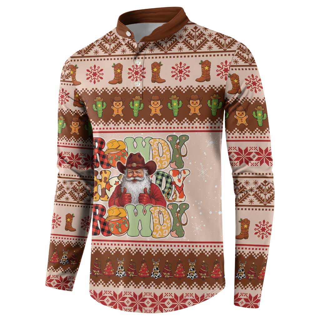 Howdy Christmas Button Sweatshirt Cowboy Santa Western Xmas - Wonder Print Shop
