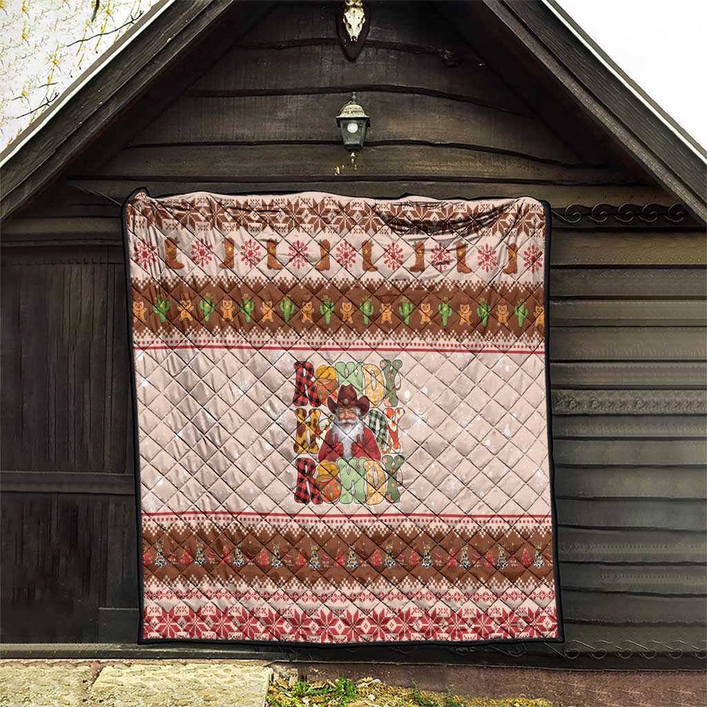 Howdy Christmas Quilt Cowboy Santa Western Xmas - Wonder Print Shop