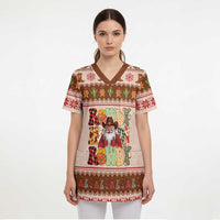 Howdy Christmas Scrub Top Cowboy Santa Western Xmas - Wonder Print Shop