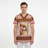 Howdy Christmas Scrub Top Cowboy Santa Western Xmas - Wonder Print Shop