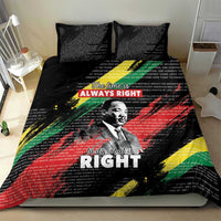 Black bedding set with MLK portrait, colorful brush strokes, “do what is RIGHT” text