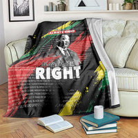 Black MLK legacy blanket with Martin Luther King Jr portrait and “ALWAYS RIGHT” text