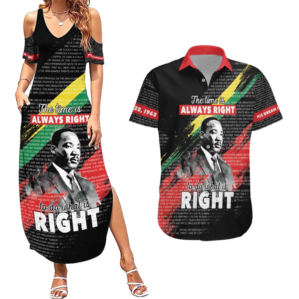 MLK Honoring The Legacy Couples Matching Summer Maxi Dress and Hawaiian Shirt Black Version LT05 - Wonder Print Shop