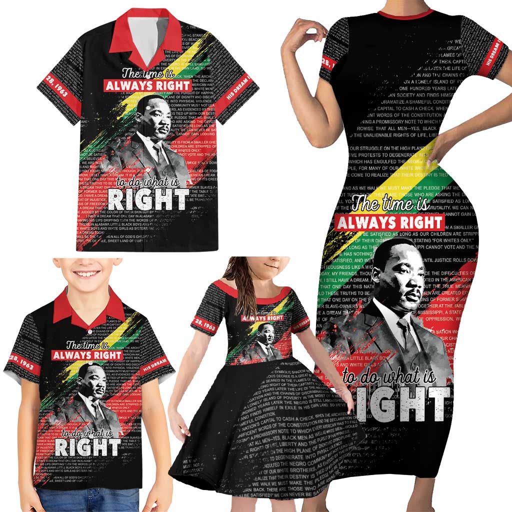 MLK Honoring The Legacy Family Matching Short Sleeve Bodycon Dress and Hawaiian Shirt Black Version LT05 - Wonder Print Shop