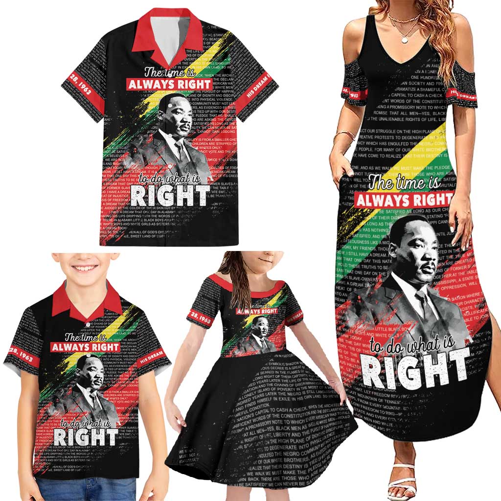 MLK Honoring The Legacy Family Matching Summer Maxi Dress and Hawaiian Shirt Black Version LT05 - Wonder Print Shop