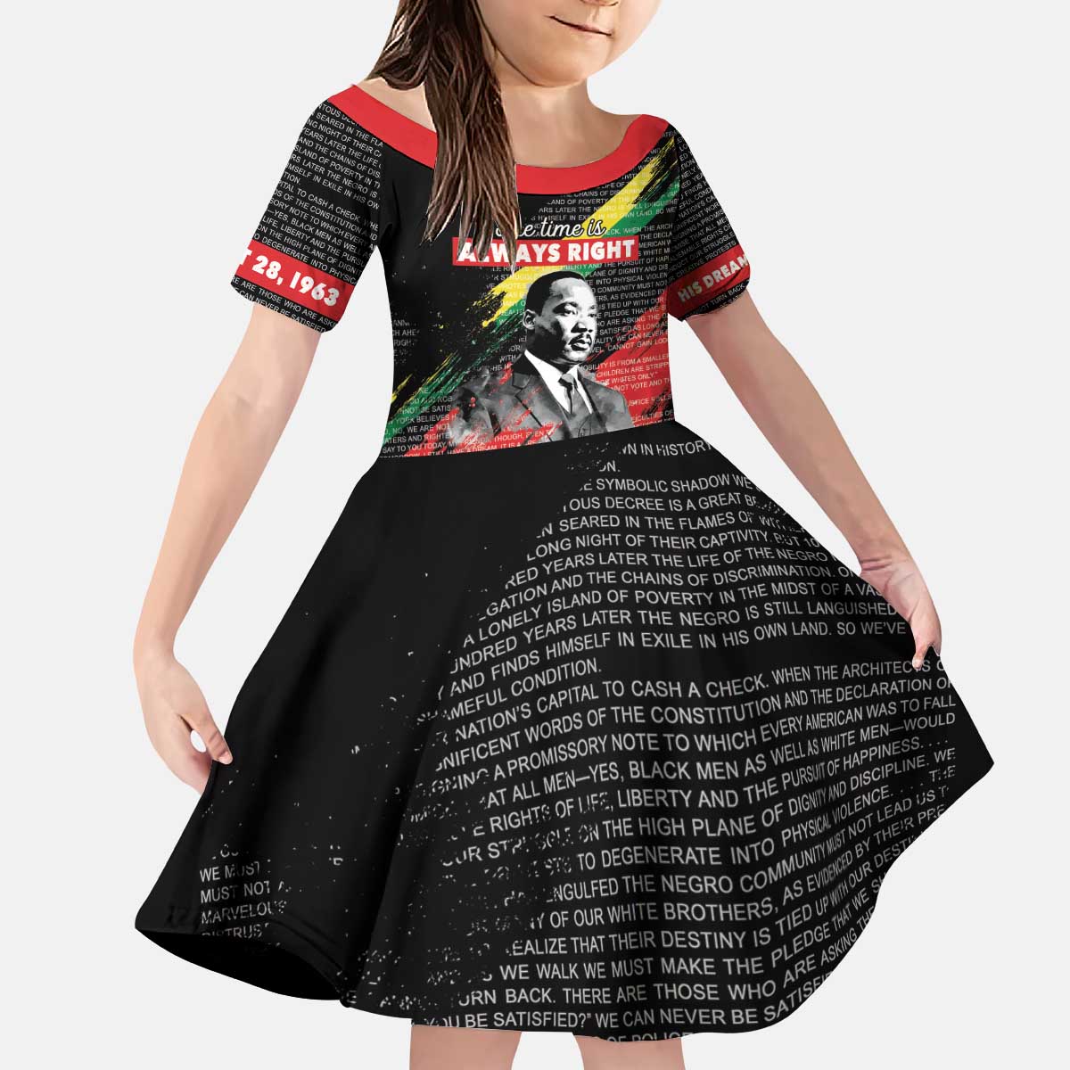 MLK Honoring The Legacy Kid Short Sleeve Dress Black Version LT05 - Wonder Print Shop