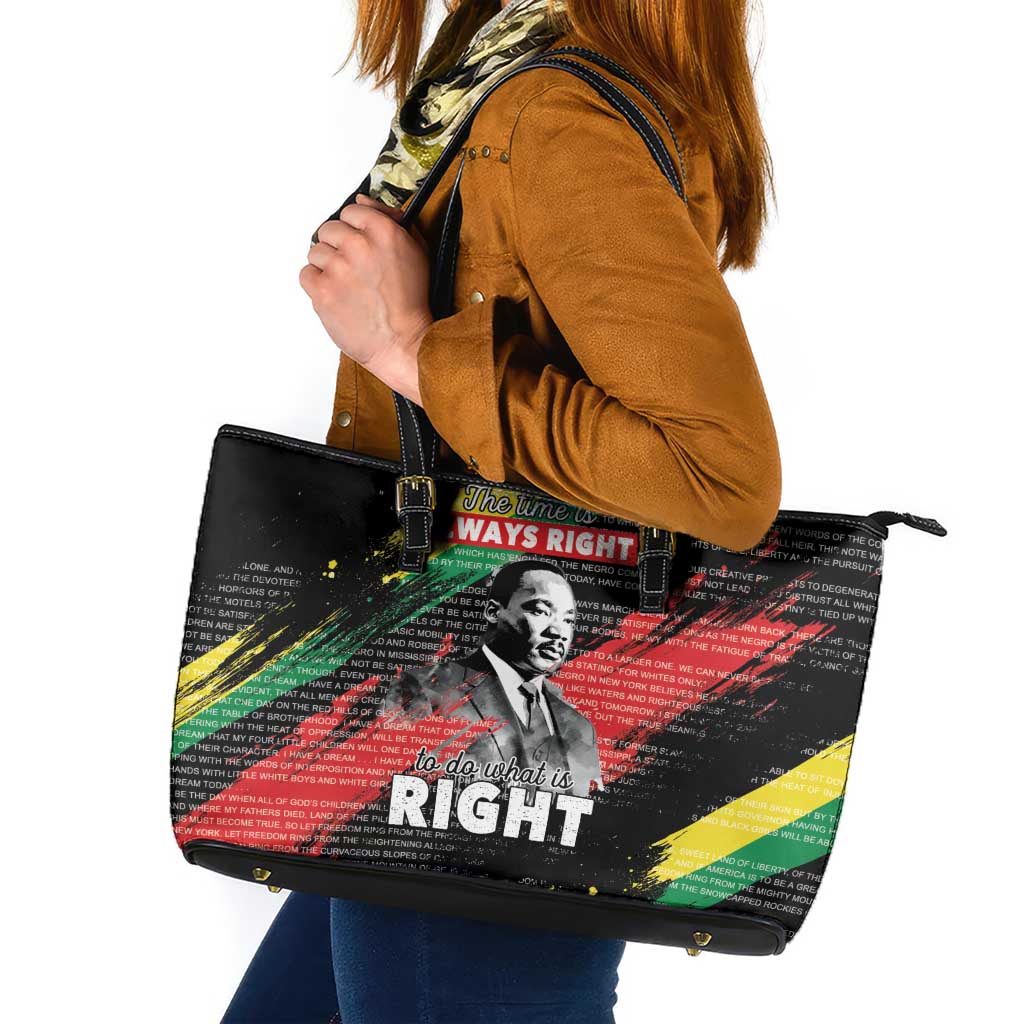 MLK Honoring The Legacy Leather Tote Bag Black Version LT05 - Wonder Print Shop