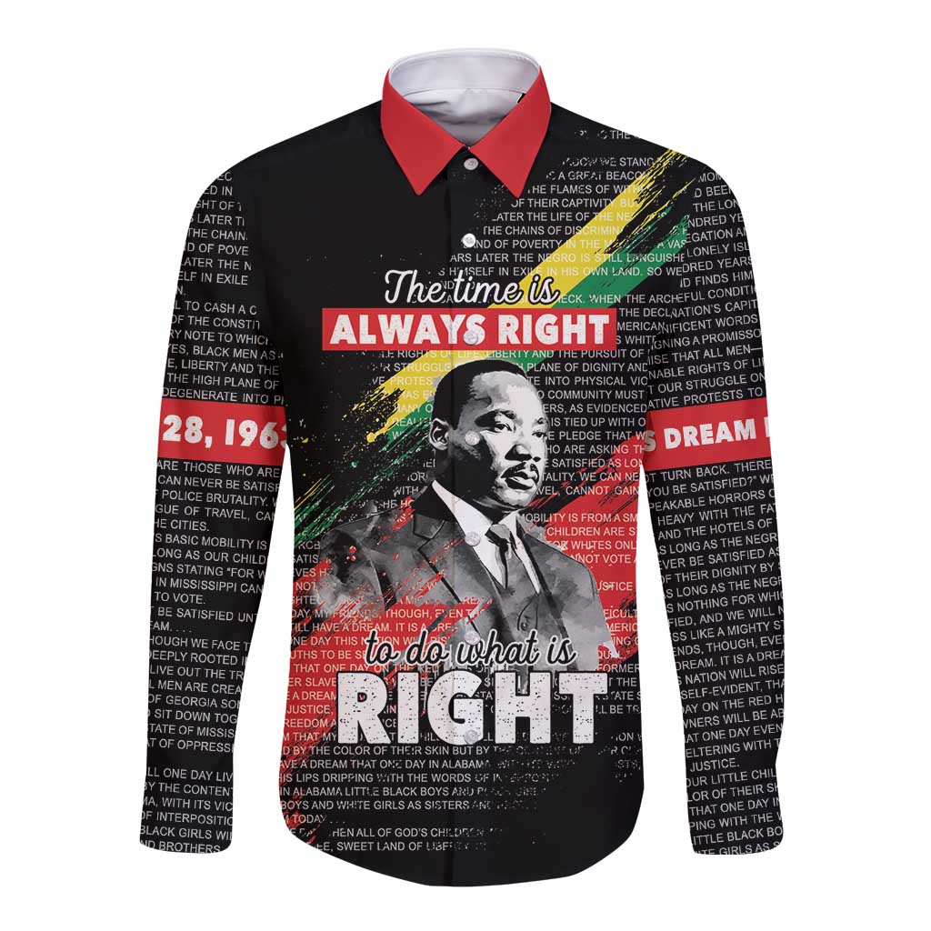 MLK Honoring The Legacy Long Sleeve Button Shirt Black Version LT05 - Wonder Print Shop