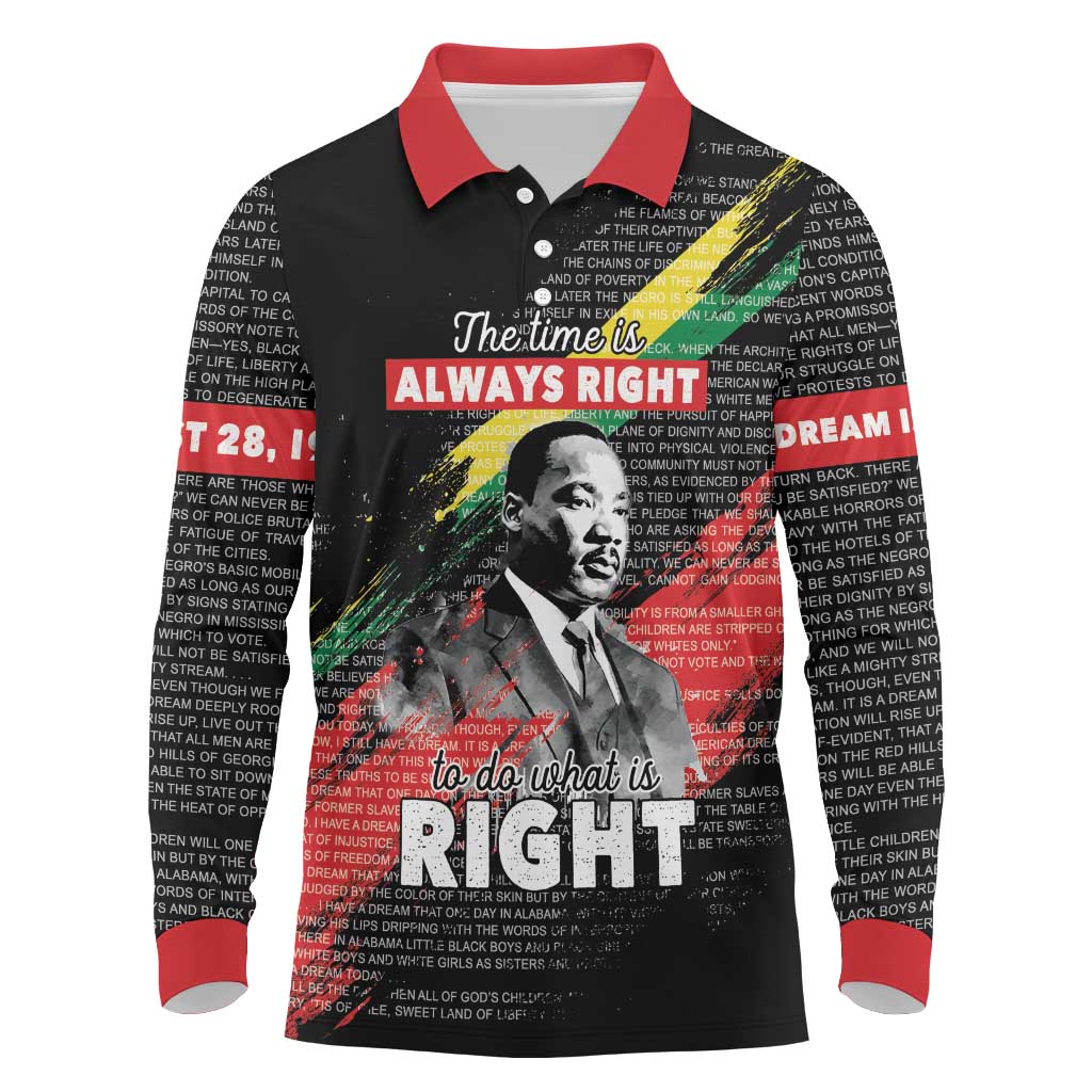 MLK Honoring The Legacy Long Sleeve Polo Shirt Black Version LT05 - Wonder Print Shop