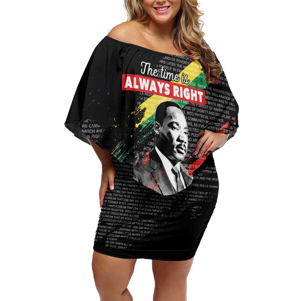 MLK Honoring The Legacy Off Shoulder Short Dress Black Version LT05 - Wonder Print Shop