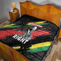 Black MLK legacy quilt with diamond quilting, red/green/yellow diagonal bands, and MLK portrait