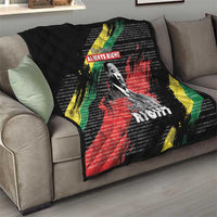 Black quilt with diamond stitching showing MLK portrait and bold “Always Right” text