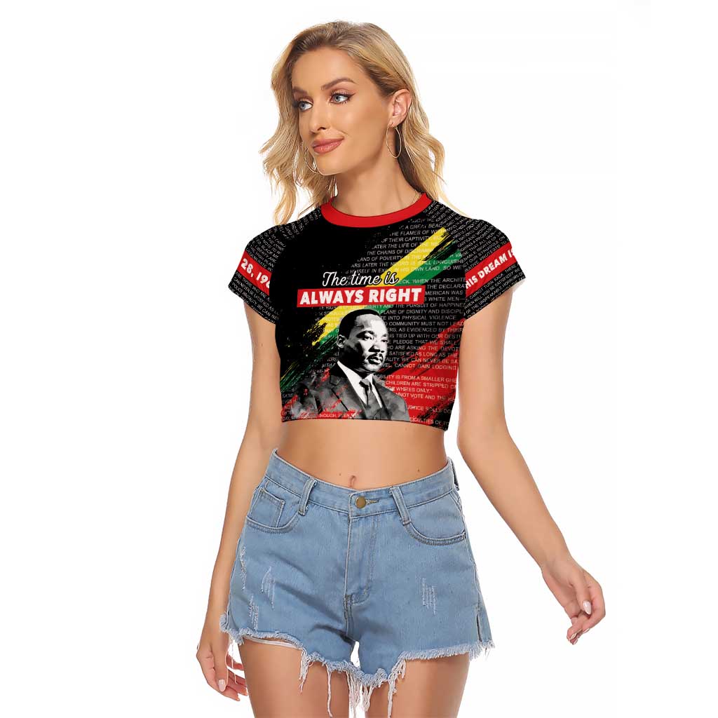 MLK Honoring The Legacy Raglan Cropped T Shirt Black Version LT05 - Wonder Print Shop