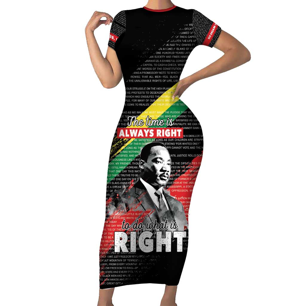 MLK Honoring The Legacy Short Sleeve Bodycon Dress Black Version LT05 - Wonder Print Shop