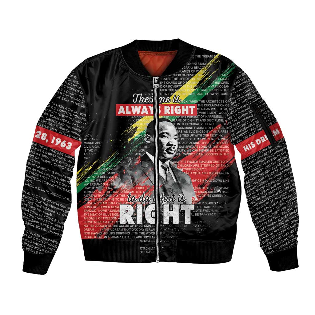 MLK Honoring The Legacy Sleeve Zip Bomber Jacket Black Version LT05 - Wonder Print Shop