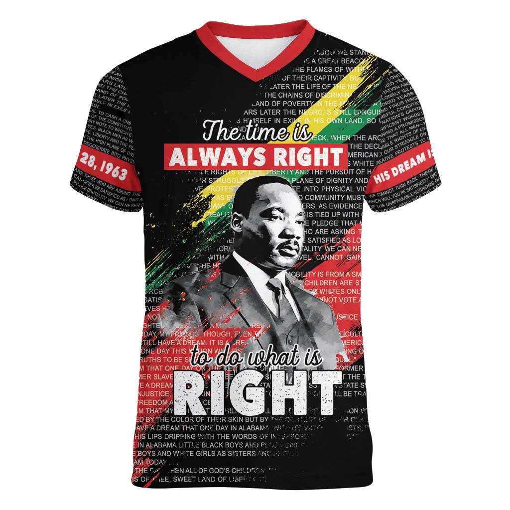 MLK Honoring The Legacy Women V-Neck T-Shirt Black Version LT05 - Wonder Print Shop