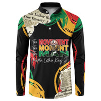 Black button sweatshirt with colorful MLK-style collage front graphic