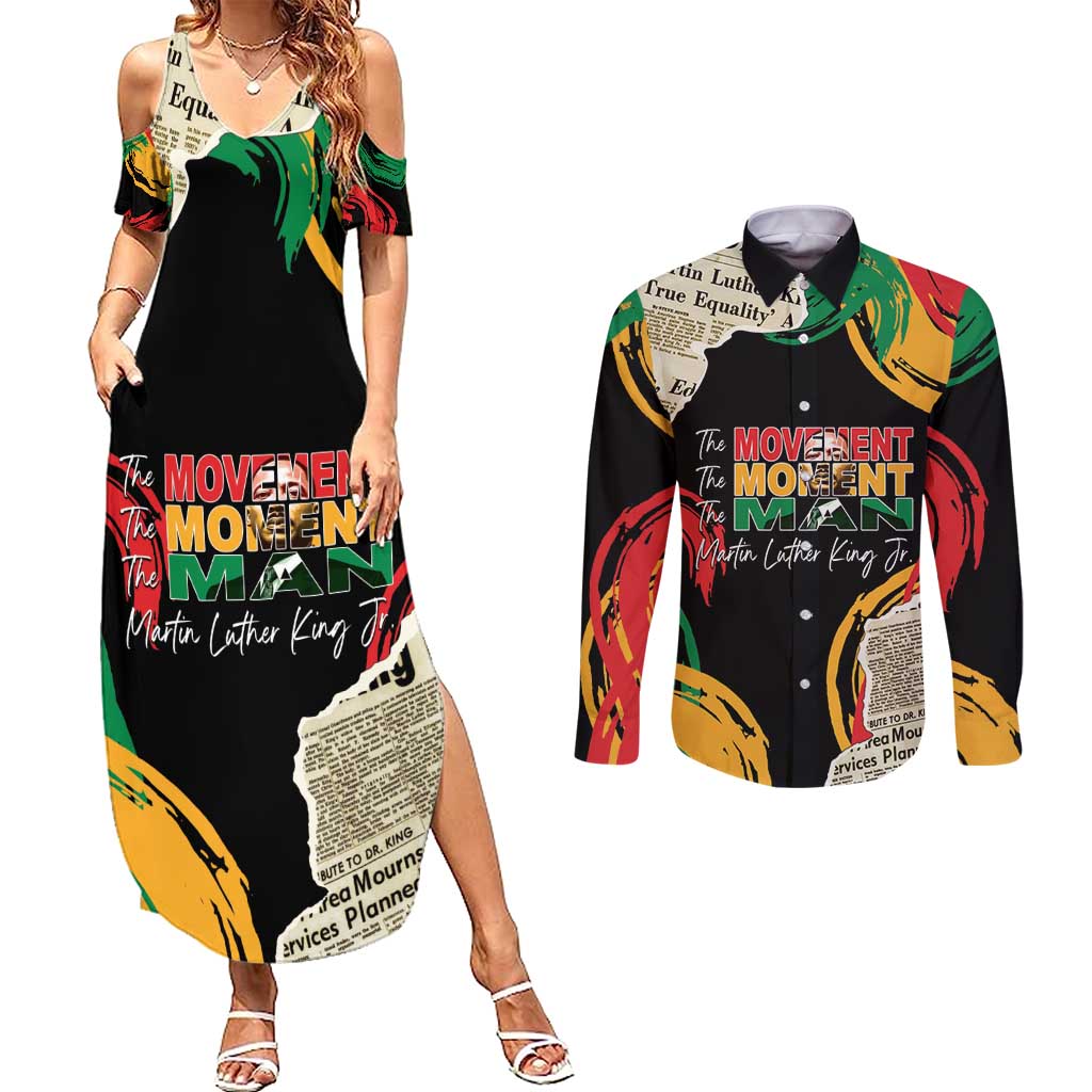 Remembering The Legacy Of MLK Couples Matching Summer Maxi Dress and Long Sleeve Button Shirt LT05 - Wonder Print Shop