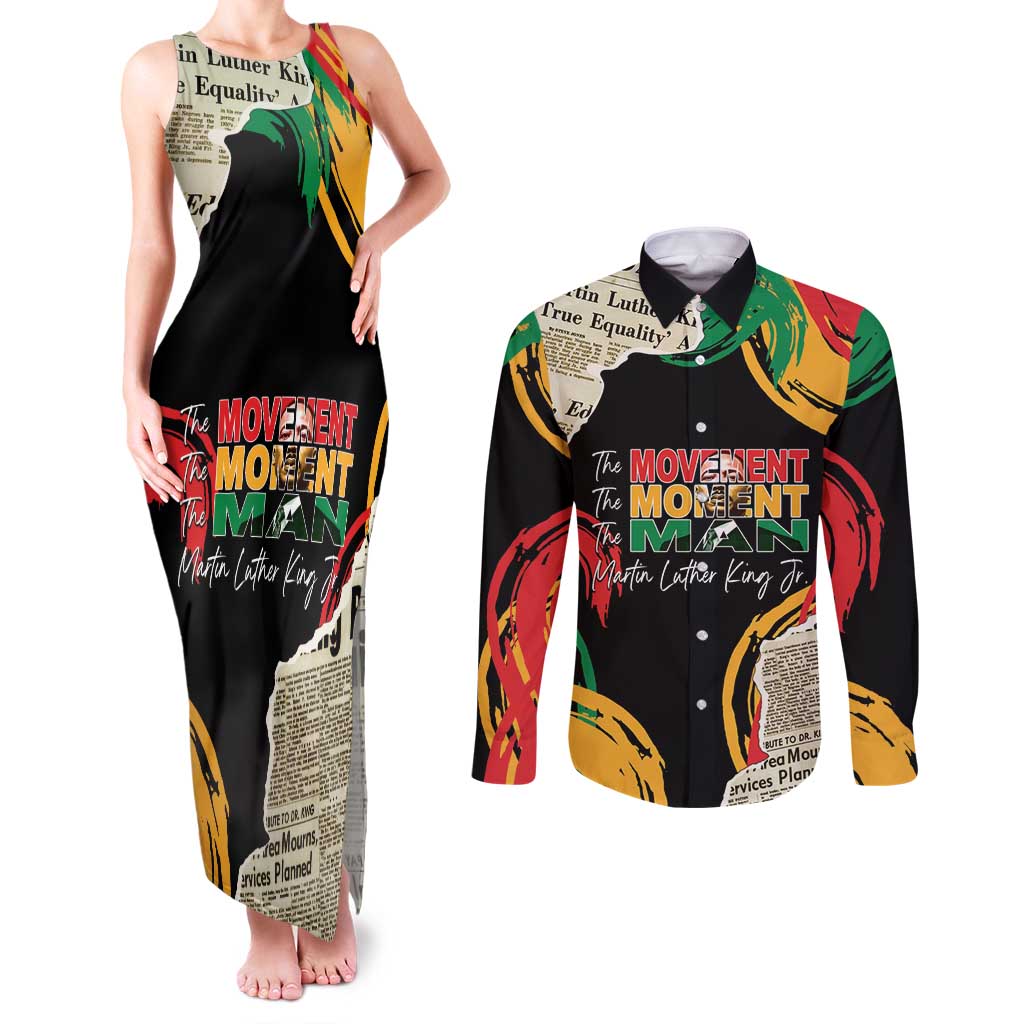 Remembering The Legacy Of MLK Couples Matching Tank Maxi Dress and Long Sleeve Button Shirt LT05 - Wonder Print Shop