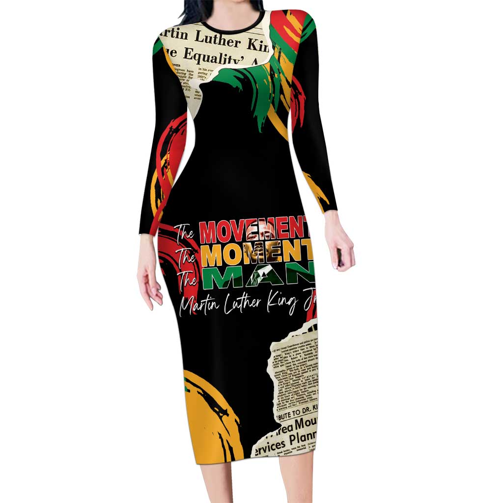 Remembering The Legacy Of MLK Long Sleeve Bodycon Dress LT05 - Wonder Print Shop