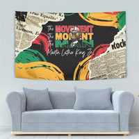 Black MLK legacy tapestry with colorful graphic print, decorative wall hanging