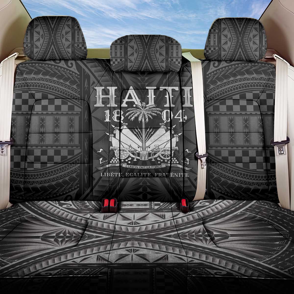 Haiti 1804 Back Car Seat Cover Polynesian Silver Neg Maron LT05 - Wonder Print Shop