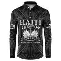 Black button-up sweatshirt with long sleeves and front graphic print