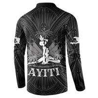 Black button-up sweatshirt with long sleeves and large back graphic