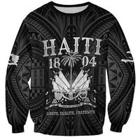 Unisex black sweatshirt with large front HAITI 1804 graphic and long sleeves