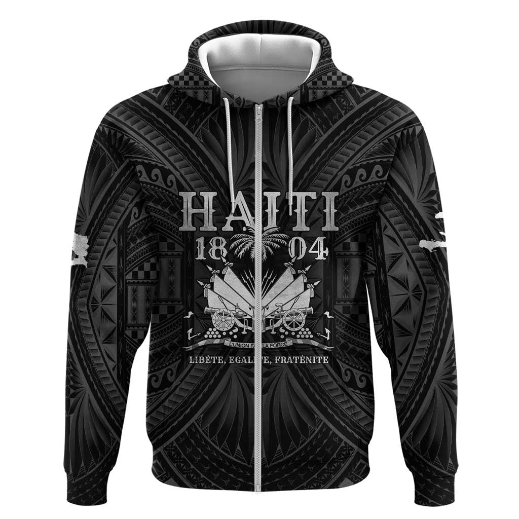 Haiti 1804 Zip Hoodie Polynesian Silver Neg Maron LT05 - Wonder Print Shop