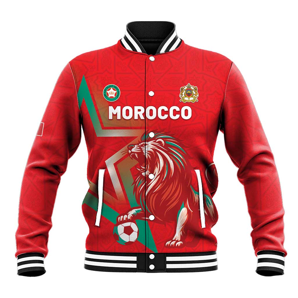 Custom Morocco WC Football 2026 Baseball Jacket Go Champions Lion Spirit - Wonder Print Shop