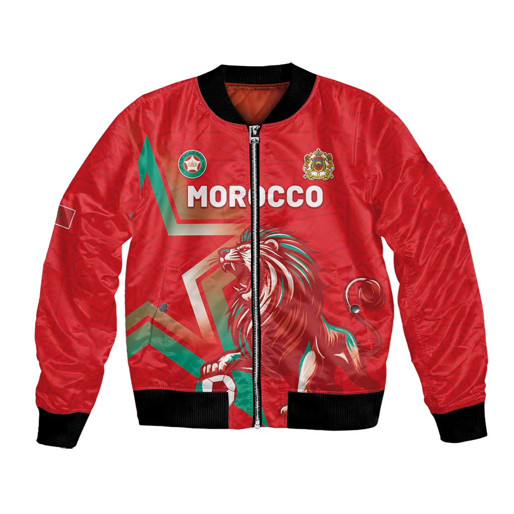Custom Morocco WC Football 2026 Bomber Jacket Go Champions Lion Spirit - Wonder Print Shop