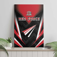 Trinidad and Tobago cricket canvas wall art featuring Red Force text, crest, and geometric shield
