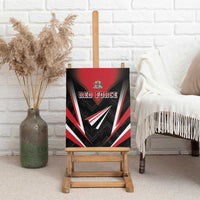 Trinidad and Tobago cricket canvas wall art featuring Red Force crest and stylized lightning emblem