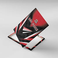 Trinidad and Tobago cricket canvas wall art, angled view of Red Force shield and lightning graphic