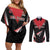 Custom Trinidad And Tobago Cricket Couples Matching Off Shoulder Short Dress and Long Sleeve Button Shirt Go Red Force