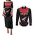 Custom Trinidad And Tobago Cricket Couples Matching Puletasi and Long Sleeve Button Shirt Go Red Force