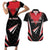 Custom Trinidad And Tobago Cricket Couples Matching Short Sleeve Bodycon Dress and Hawaiian Shirt Go Red Force