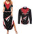 Custom Trinidad And Tobago Cricket Couples Matching Summer Maxi Dress and Long Sleeve Button Shirt Go Red Force