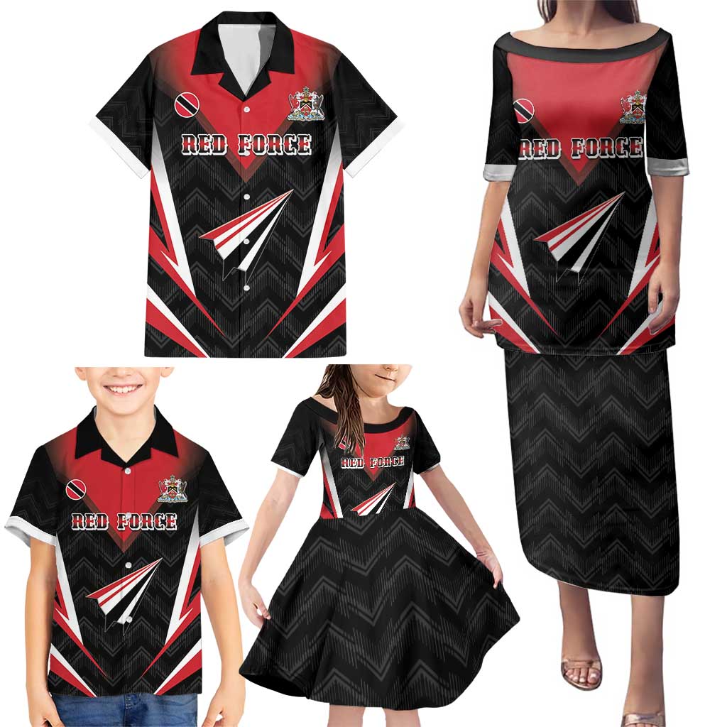 Custom Trinidad And Tobago Cricket Family Matching Puletasi and Hawaiian Shirt Go Red Force