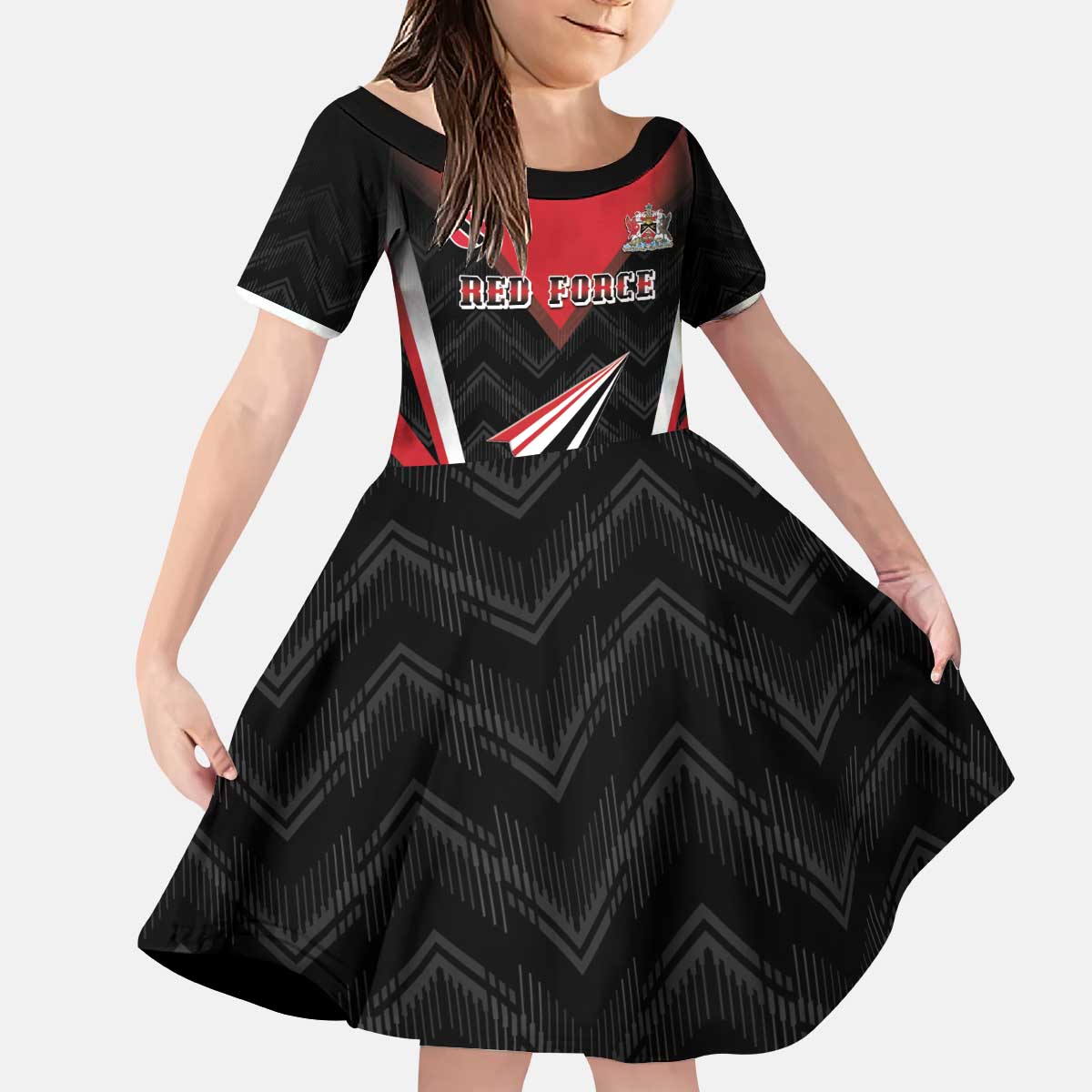 Custom Trinidad And Tobago Cricket Kid Short Sleeve Dress Go Red Force