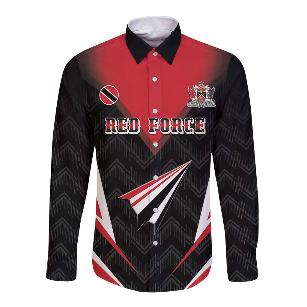 Custom Trinidad And Tobago Cricket Long Sleeve Button Shirt Go Red Force