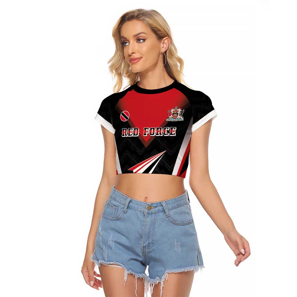 Custom Trinidad And Tobago Cricket Raglan Cropped T Shirt Go Red Force