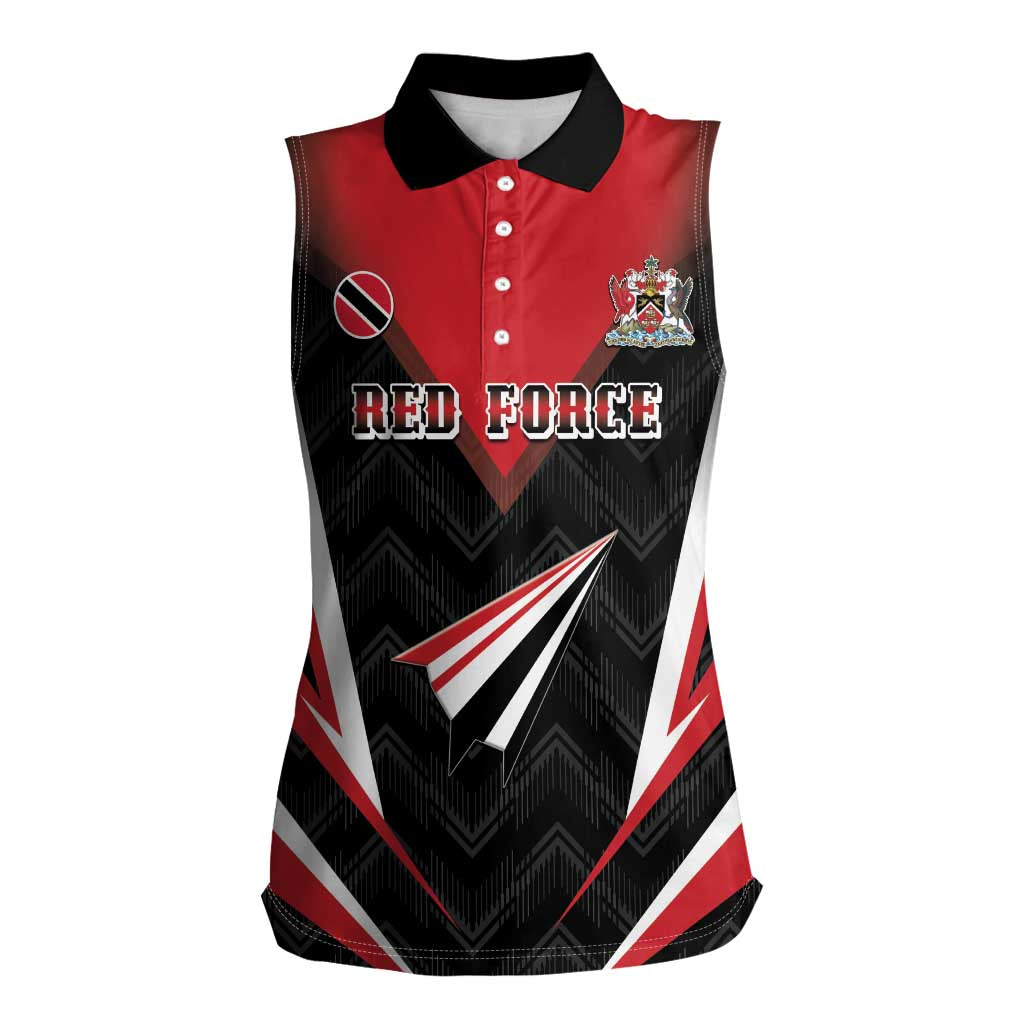 Custom Trinidad And Tobago Cricket Women Sleeveless Polo Shirt Go Red Force