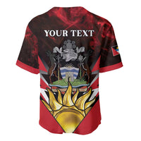 Personalized baseball jersey back with 'YOUR TEXT' and Antigua & Barbuda coat of arms