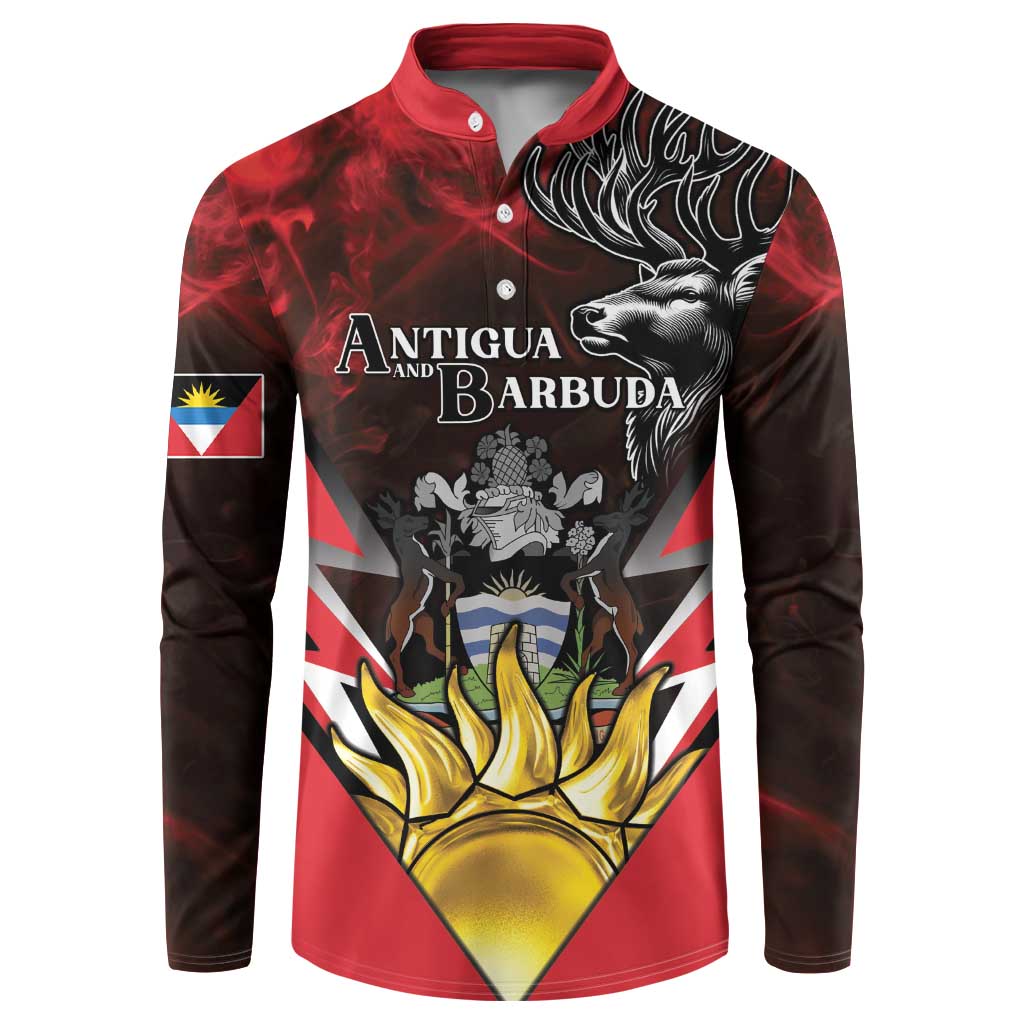 Personalized Antigua and Barbuda Button Sweatshirt Coat Of Arms With Fallow Deer