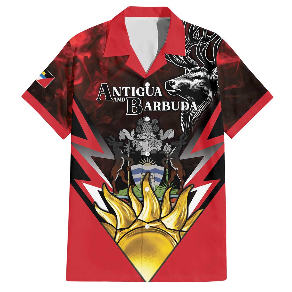 Personalized Antigua and Barbuda Hawaiian Shirt Coat Of Arms With Fallow Deer