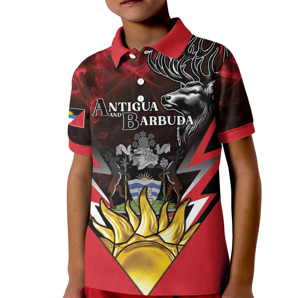 Personalized Antigua and Barbuda Kid Polo Shirt Coat Of Arms With Fallow Deer